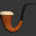 Classic Handcrafted Tobacco Pipe With Orange Wooden Bowl White Mouthpiece and Black Stem