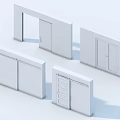 Various Modern Door Designs With Different Materials And White Frames 3d model
