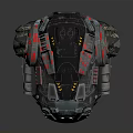 Futuristic Mechanical Helmet With Intricate Components Pipes Stickers And Display Screen