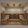 Modern Sauna Interior Design With Wooden Panels Heater And Comfortable Benches