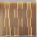 Modern Sofa Backdrop Wall Design With Wooden Panel And Ambient Lighting Decor 3d model