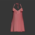 Pink Halter Neck Ruffled Sleeveless Dress For Women Summer Fashion