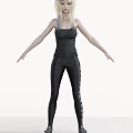 Woman In Black Tank Top And Black Leggings With White Side Details