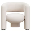 Modern Beige Upholstered Leisure Chair With Curved Armrests Comfortable Seat And Sleek Silhouette