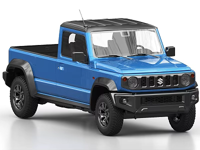 Suzuki Blue Single Cab Pickup Truck With Black Roof And Front Grille 3d model