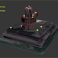 Metal Equipment Structure On Multi layered Base With Red Decorative Elements And Black Background 3d model