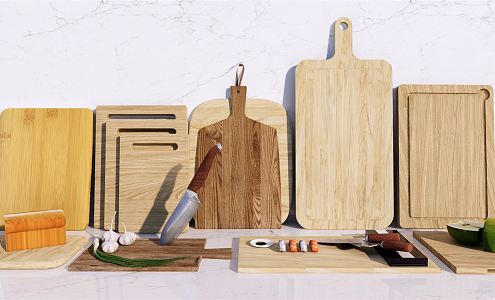 Modern Kitchen Supplies Kitchen Supplies Combination Cutting Board Knives 3d model