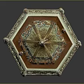 Traditional Ornate Decorative Lantern With Gold Frame Blue Patterns And Hanging Beads