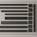Modern Bathroom Accessories Including Various Black Grille Strips And Round Components 3d model