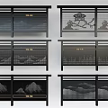 Elegant Decorative Railings with Mountain Cloud and Cityscape Design Patterns 3d model