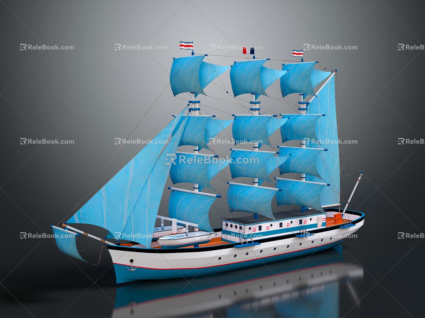 Modern Sailing Cartoon Sailing 3d model