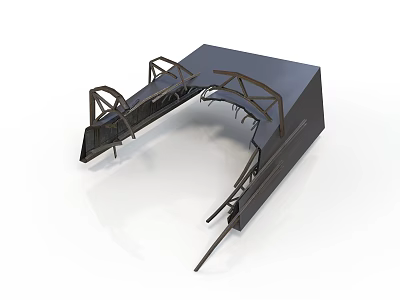 Modern Architectural Model With Metal Frame Blue Roof And Arched Structure 3d model