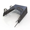 Modern Architectural Model With Metal Frame Blue Roof And Arched Structure