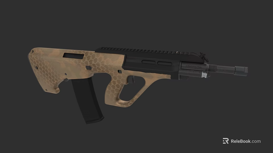 Tactical Camouflage Gun With Honeycomb Texture And Black Barrel Design 3d model 