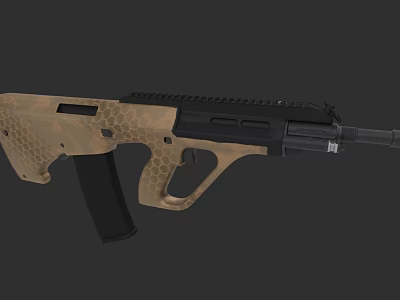 Tactical Camouflage Gun With Honeycomb Texture And Black Barrel Design 3d model