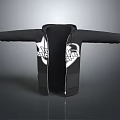 Black Zip Up Hoodie With Open Zipper Spread Sleeves And White Front Graphic