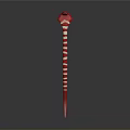 Red and White Striped Slender Snake With Diamond Shaped Head On Gray Background