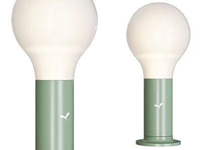 Modern Table Lamps With Green Base And White Spherical Lampshade Featuring Bird Decoration 3d model