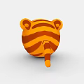 Cute Cartoon Tiger Head With Orange Black Stripes Red Cheeks Open Mouth