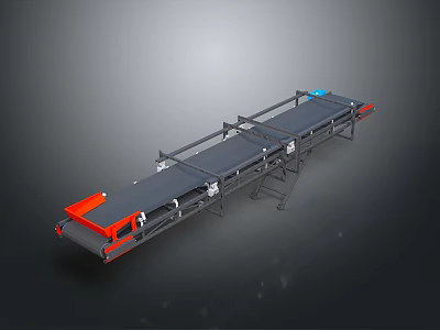 Industrial Conveyor Belt Equipment With Automated Transport System And Red Black Structure 3d model