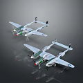 Two Twin Engine Propeller Airplanes Showcasing Classic Wing Structure And Detailed Tail Design