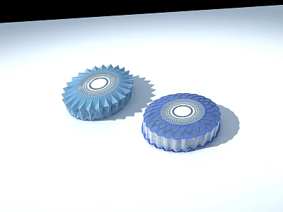 3D Modeled Blue Gears With Toothed Structure And Circular Center On White Background 3d model
