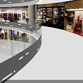 Shopping Mall Interior With Large Red Flower Decorations Multi Level Design And Shiny Floor