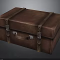 Vintage Brown Leather Suitcase With Metal Buckles Leather Straps and Handle