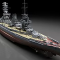 Detailed Warship Model Featuring Turrets Masts Deck Design With Realistic Hull And Antenna Structures
