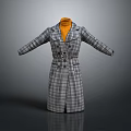 Stylish Long Gray Plaid Coat With Yellow Turtleneck Sweater For Daily Wear