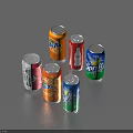 Assorted Carbonated Beverage Cans With Orange Cola And Lime Flavors On Blue Surface