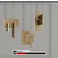 Modern Brass Geometric Pendant Lights With Multiple Rectangular Hanging Panels 3d model