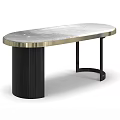 Elegant Modern Desk Featuring Light Marble Top Gold Trim And Black Legs