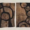 Abstract Wooden Wall Art Panels With Black Frame And Textured Design