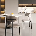 White And Beige Single Chairs With Wooden And Black Metal Legs In Modern Interior