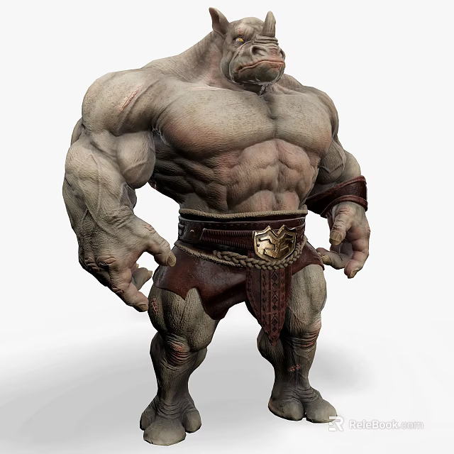 Muscular Mythical Creature With Strong Body Decorative Belt And Shorts 3d model 