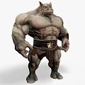 Muscular Mythical Creature With Strong Body Decorative Belt And Shorts