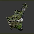 Cartoon Scene With Mountain Cliff Lush Forest Cave Castle And Waterfall