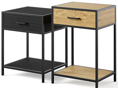 Modern Storage Cabinets With Black And Wood Design Metal Frame Open Shelf 3d model