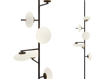 Modern Floor Lamp With Multiple Glass Shades And Black Metal Frame 3d model