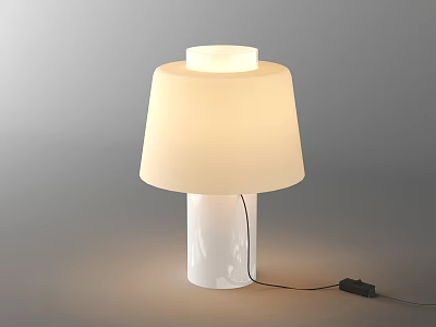 Modern Minimalist Table Lamp With White Lampshade Transparent Glass Base And Soft Illumination 3d model