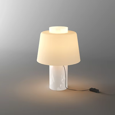 Modern Minimalist Table Lamp With White Lampshade Transparent Glass Base And Soft Illumination 3d model