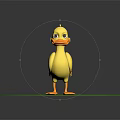 Yellow Rubber Duck Standing on Green Circular Platform Against Gray Background 3d model