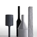 Ceramic Vessels with Various Shapes Black White Grey Colors and Textured Surfaces