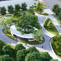 Scenic Park Landscape With Winding Paths Lush Green Trees Lawn And Pedestrians