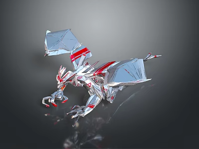 Futuristic Mechanical Dragon Game Movie Character Featuring Silver Red Sharp Design And 3d model