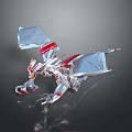 Futuristic Mechanical Dragon Game Movie Character Featuring Silver Red Sharp Design And