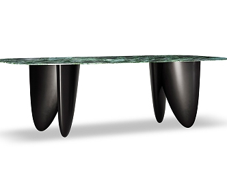 Italian marble rock plate dining table 3d model