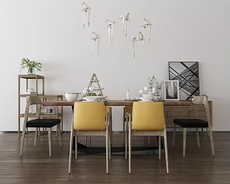 Dining table and chair combination 3d model