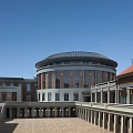 School Building Complex With Circular Dome Red Brick Walls Archways And Courtyard 3d model